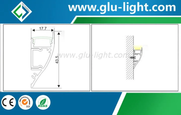 Recessed Surface Mounted Two-Row Strip Aluminum Profile for Led Light Bar